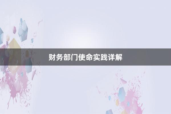 财务部门使命实践详解